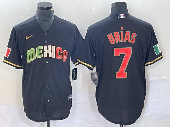 Men's Mexico Baseball #7 Julio Urías Black 2023 World Baseball Classic Stitched Jersey